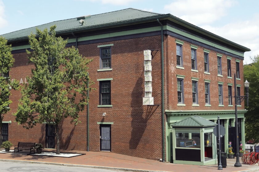 An outside shot of the Amazement square corner building.