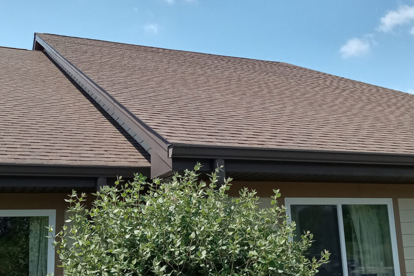 A closeup of the roof of a house