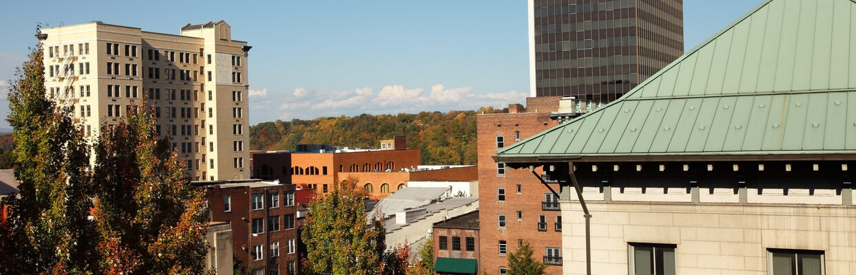 View of buildings in downtown Lynchburg.