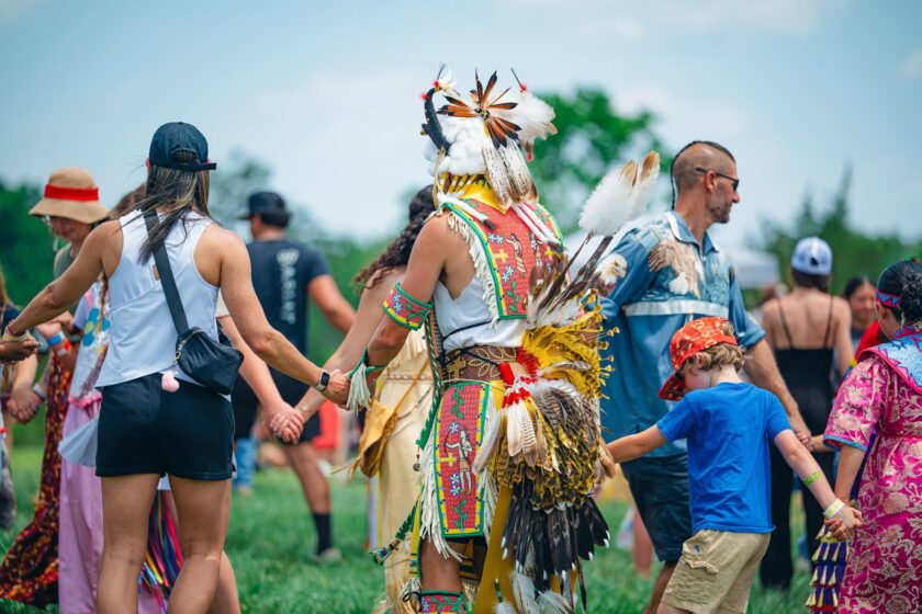 Families dancing in pow wow